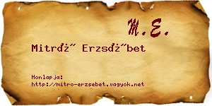 Mitró Erzsébet névjegykártya